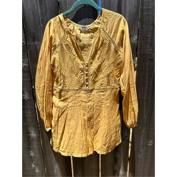 O'Neill Long Sleeve Lace Crochet V-Neck Ryana Yellow Romper (S) NWT - Picture 2 of 9